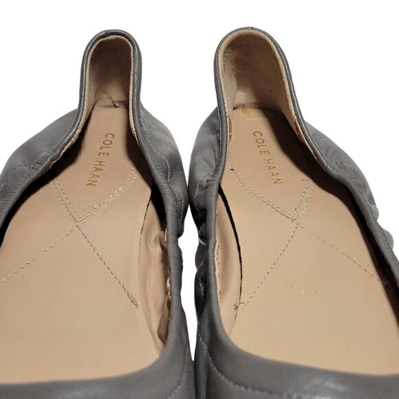 Cole Haan Elsie Ballet Flat Shoes Womens 8B Patent Cap Toe Gray Soft Leather - Picture 14 of 14